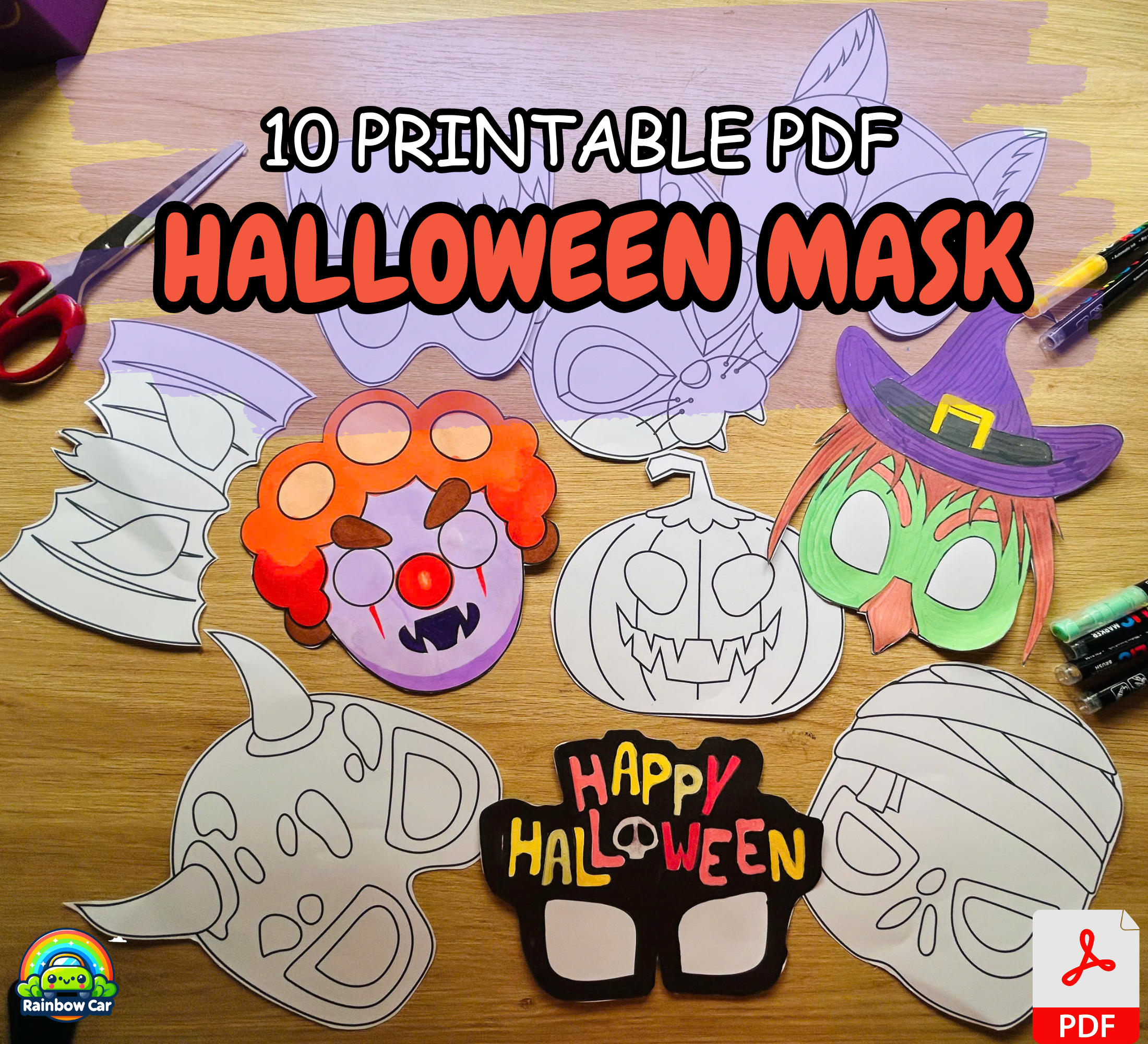 Halloween Masks - Printable File - Kids Activities