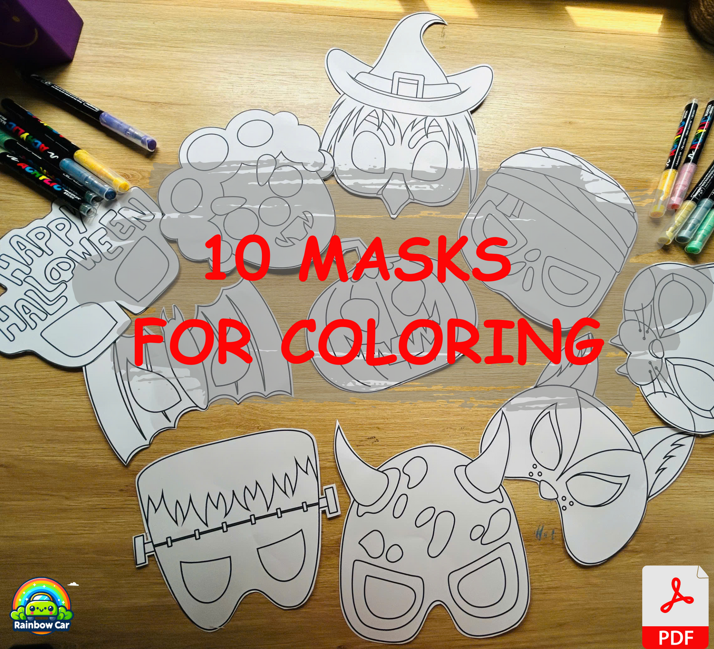 Halloween Masks - Printable File - Kids Activities