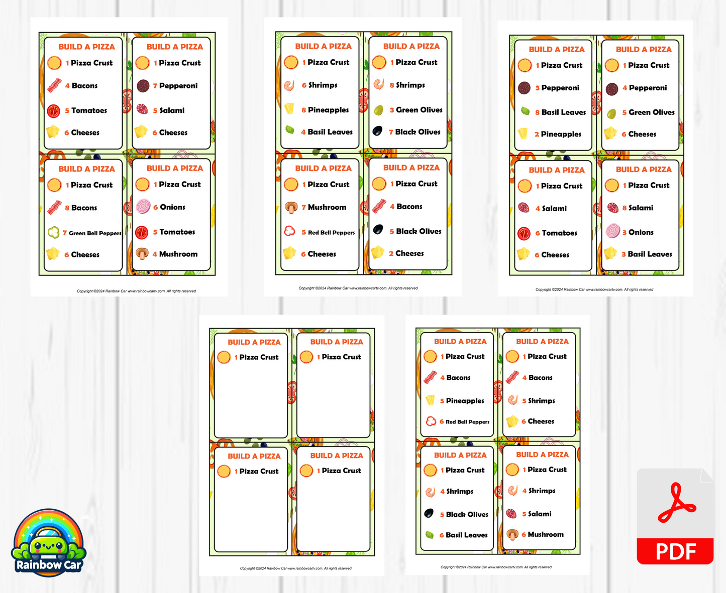 Build A Pizza - Printable File - Kids Activities