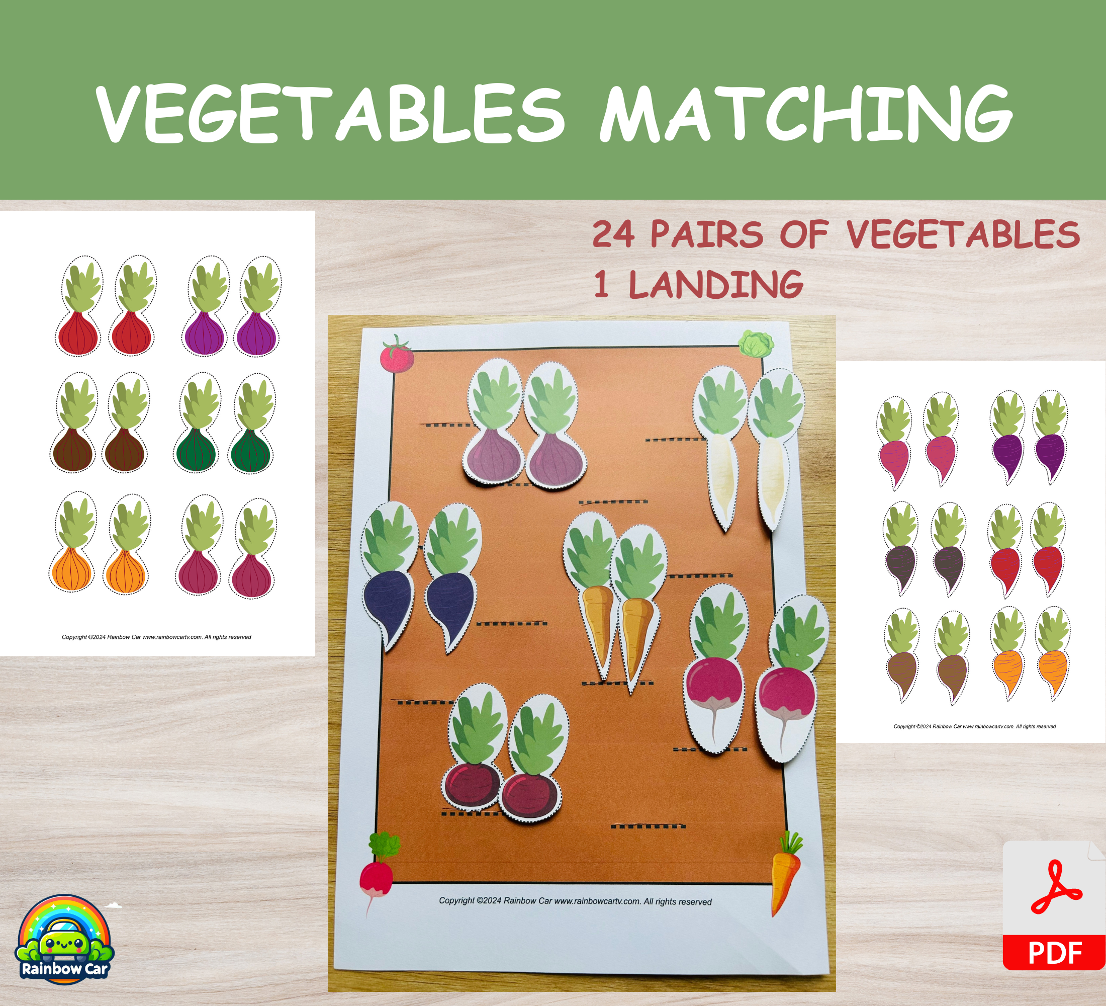 Vegetables Matching - Printable File - Kids Activities