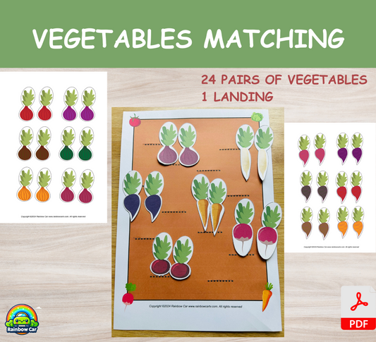 Vegetables Matching - Printable File - Kids Activities