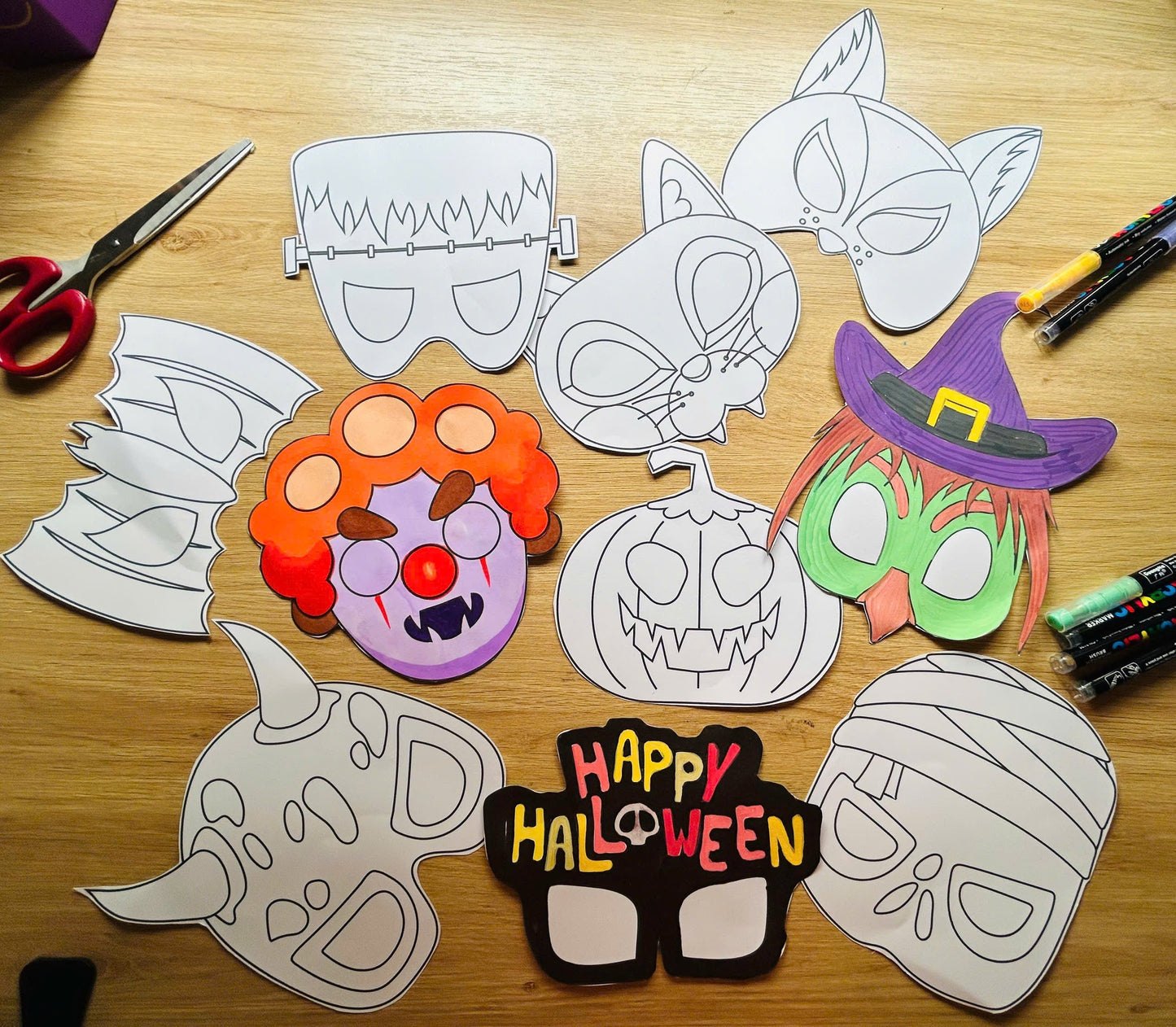 Halloween Masks - Printable File - Kids Activities